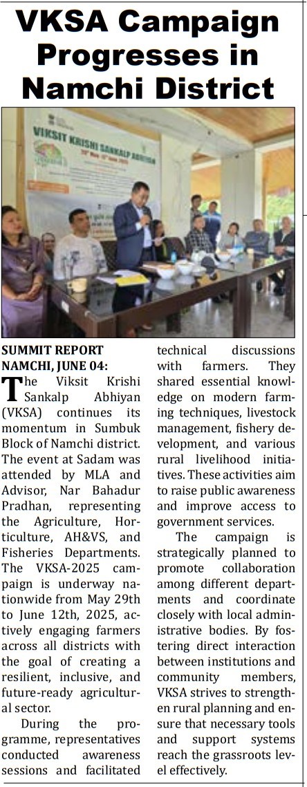 VKSA Campaign Progresses in Namchi District