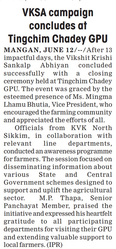 VKSA campaign concludes at Tingchim Chadey GPU