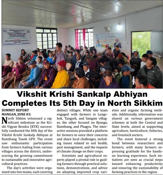 Vikshit Krishi Sankalp Abhiyan Completes Its 5th Day in North Sikkim