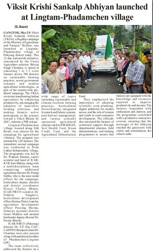 Viksit Krishi Sankalp Abhiyan launched at Lingtam-Phadamchen village