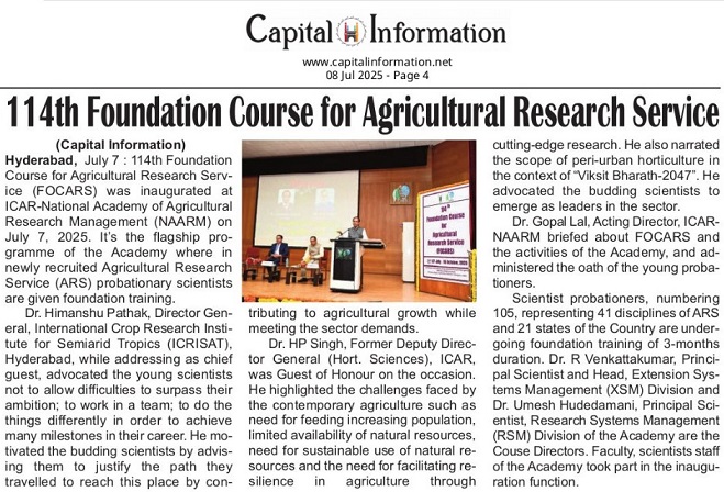 114th Foundation Course for Agricultural Research Service