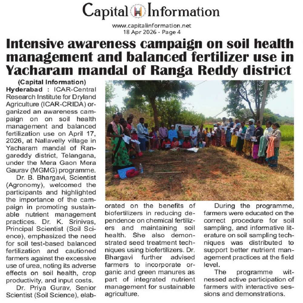 Intensive awareness campaign on soil health management and balanced fertilizer use in Yacharam mandal of Ranga Reddy district